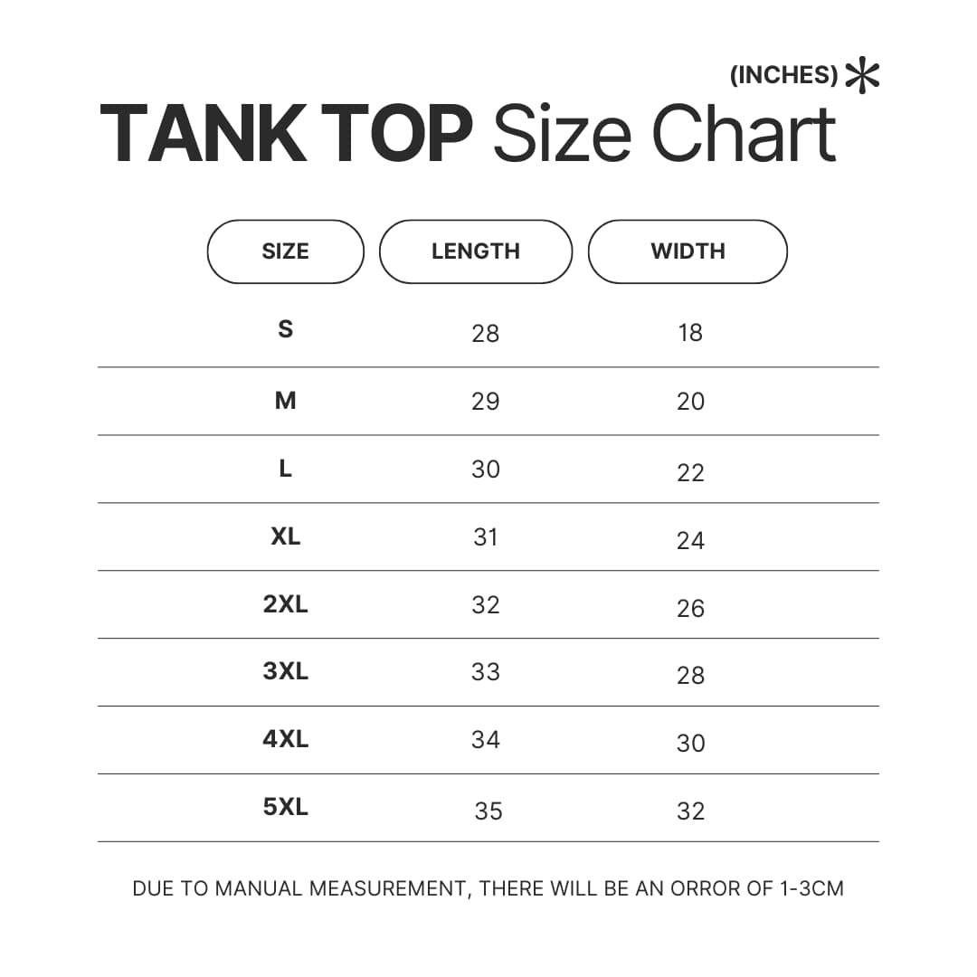 Tank Top Size Chart - Kane Brown Shop