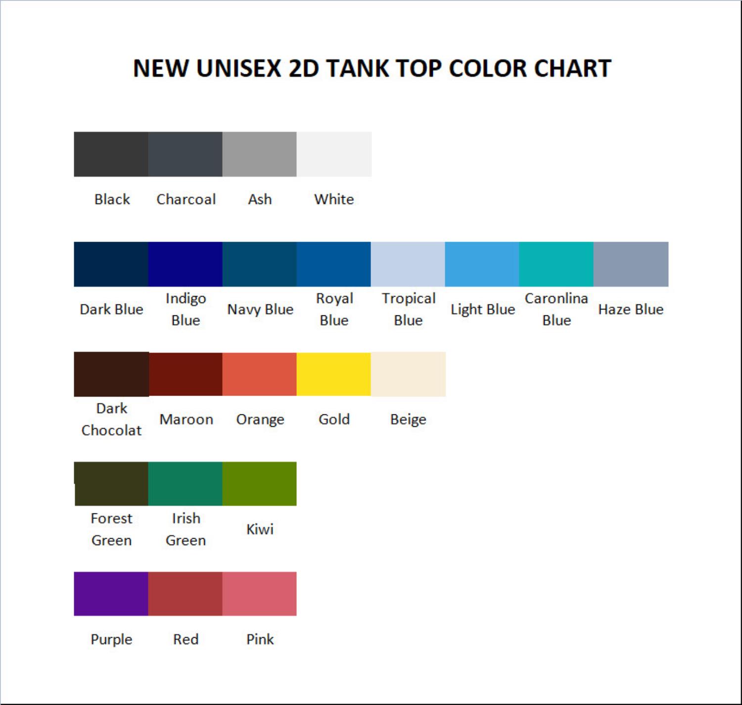 tank top color chart - Kane Brown Shop