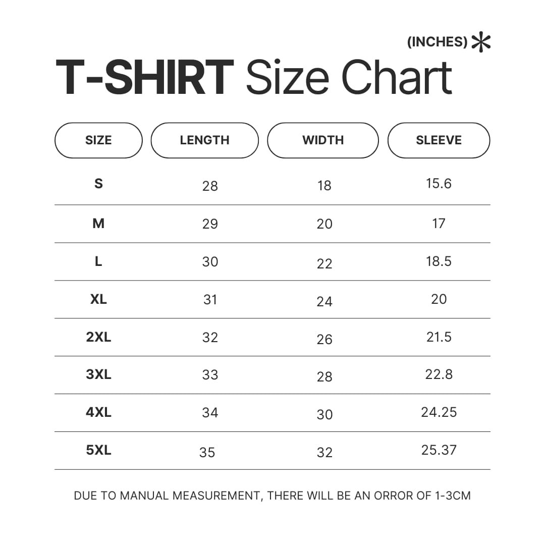 T shirt Size Chart - Kane Brown Shop