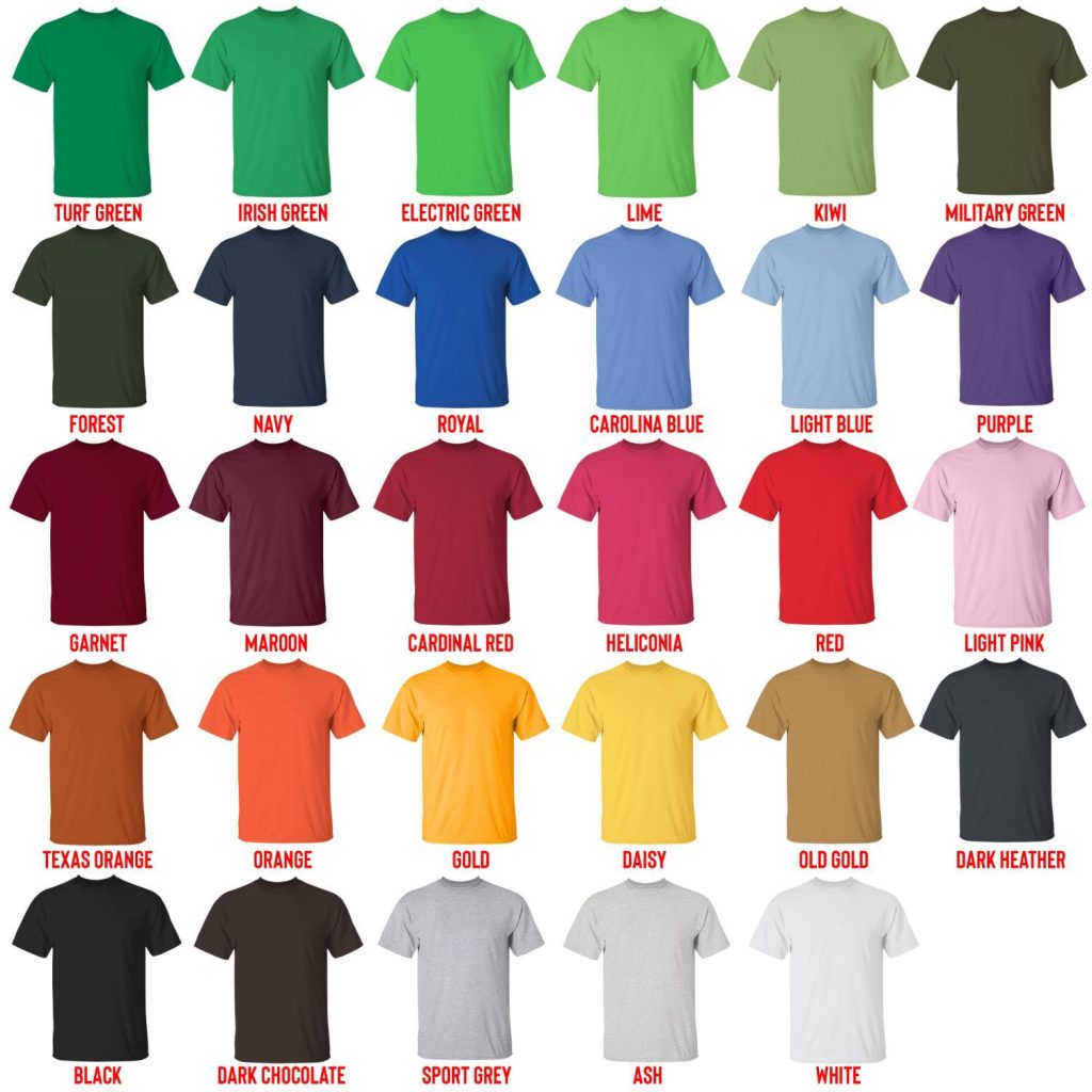 t shirt color chart - Kane Brown Shop